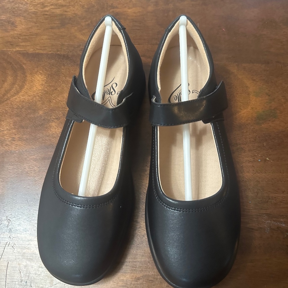 Stelle Girls School Shoes Black Mary Jane Flats Uniform Dress Shoes for Little/B